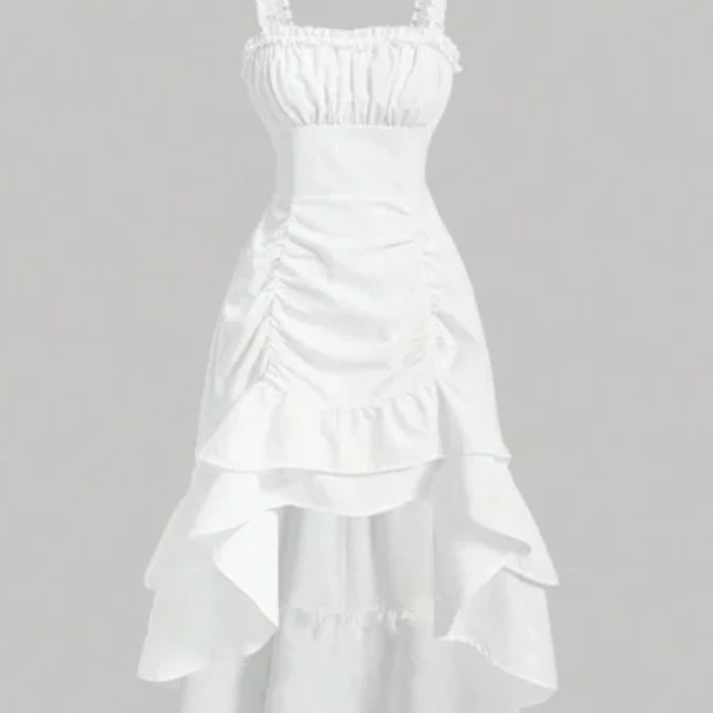 SHEIN Ruched BustLayered Ruffle Hem Cami dress Without Corset